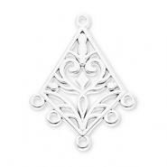 Stainless Steel - Rostfrei Stahl Schmuckzubeh&ouml;r Anh&auml;nger Barock Rhombus mit 5 &Ouml;sen Silver