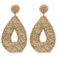 Trendy Ohrringe / Ohrstecker mit Glasperlen Tropfenform Gold
