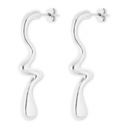 Ohrringe aus Stainless Steel - Rostfreiem Stahl Ohrstecker Tropfenform Silver
