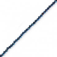 Top Glas Facett Perlen 4x3 mm rondellen Dark blue-pearl shine coating