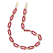 Trendy Segeltau-Handykette aus Acryl Bordeaux-gold