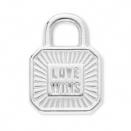 Stainless Steel - Rostfrei Stahl Anh&auml;nger Verschluss "love wins" Silver