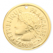 Stainless Steel - Rostfrei Stahl Anh&auml;nger M&uuml;nze Gold