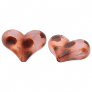 Acrylperlen Herz mit Punkte Beige-brown