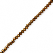 Top Glas Facett Perlen 4x3 mm rondellen Metallic bronze
