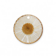 Anh&auml;nger mit getrockneter Blume Gold-beige