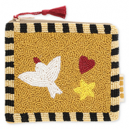 BY31&reg; Etui Vogel mit Herz & Stern Mustard brown-light gold-black-multicolour