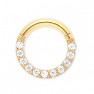 Ohrpiercing aus Stainless Steel - Rostfreiem Stahl Clicker Ring mit Strass Gold-crystal