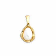 Stainless Steel - Rostfrei Stahl Anh&auml;nger mit Imitation perlen Gold-white