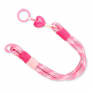 Trendy Segeltau-Handykette mit Herz Pink multicolour-white-grey-beige