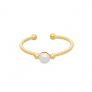 Ringe aus Stainless Steel - Rostfreiem Stahl mit Perle Gold-white