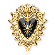 Stainless Steel - Rostfrei Stahl Anh&auml;nger Heilige Herz Gold-black
