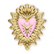 Stainless Steel - Rostfrei Stahl Anh&auml;nger Heilige Herz Gold-light pink