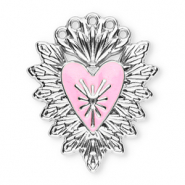 Stainless Steel - Rostfrei Stahl Anh&auml;nger Heilige Herz Silver-light pink