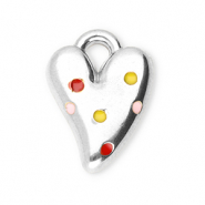 Stainless Steel - Rostfrei Stahl Anh&auml;nger Herz Silver-red-yellow
