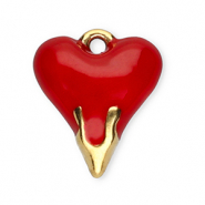 Stainless Steel - Rostfrei Stahl Anh&auml;nger Herz Gold-red