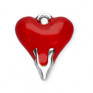 Stainless Steel - Rostfrei Stahl Anh&auml;nger Herz Silver-red