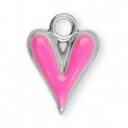 Stainless Steel - Rostfrei Stahl Anh&auml;nger Herz Silver-pink