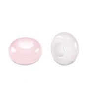 Natursteinperlen glas Rondell 14mm Pink