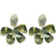 Trendy Resin Ohrringe&nbsp;/&nbsp;Ohrstecker Blume Multicolour green