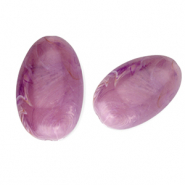 Acrylperlen Lang Oval Purple-brown-marble