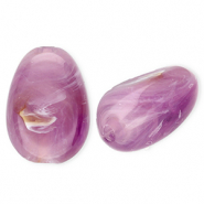 Acrylperlen Oval Purple-brown-marble