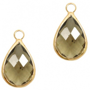 Anh&auml;nger Kristallglas Tropfenform 18x10mm Greige crystal-gold