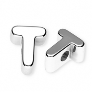 Buchstaben Perlen aus Acryl T Silver