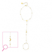 Handketten aus Stainless Steel - Rostfreiem Stahl Mond und Stern Gold-crystal
