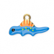 Stainless Steel - Rostfrei Stahl Anh&auml;nger Dino Blue-orange-green