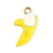 Stainless Steel - Rostfrei Stahl Anh&auml;nger Banane Yellow-white