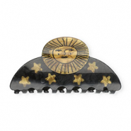Haarschmuck Haarklemme Sonne mit Sterne Pearl shine black-pearl shine gold