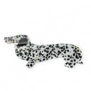 Haarschmuck Haarklemme Dackel Pearl shine white-black-yellow