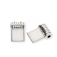 Metall Anh&auml;nger DQ&reg; Viereck Antiek zilver-pearl white (nikkelvrij)
