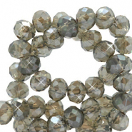 Top Glas Facett Perlen 4x3mm rondellen Greige rose-pearl shine coating