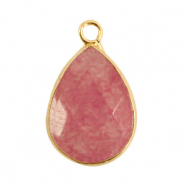 Naturstein Anh&auml;nger Tropfenform Coral pink-gold