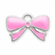 Stainless Steel - Rostfrei Stahl Anh&auml;nger Schleife Silver-pink