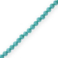 Top Glas Facett Perlen 6x4mm rondellen Light teal blue-pearl shine coating