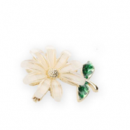 Broschen Blume White-green-gold