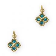 Stainless Steel - Rostfrei Stahl Anh&auml;nger Blume Gold-blue