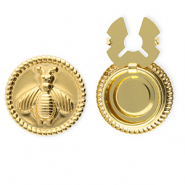 Knopfabdeckung aus Stainless Steel - Rostfreiem Stahl Rund mit Biene Gold