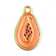 Stainless Steel - Rostfrei Stahl Anh&auml;nger Papaya Coral orange-green