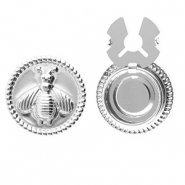 Knopfabdeckung aus Stainless Steel - Rostfreiem Stahl Rund mit Biene Silver