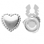 Knopfabdeckung aus Stainless Steel - Rostfreiem Stahl Herz Silver