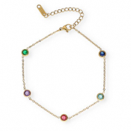 Fusskettchen aus Stainless Steel - Rostfreiem Stahl Crystal Gold