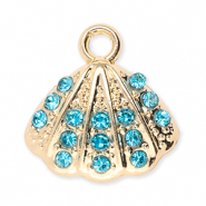 Metall Anh&auml;nger Muschel mit Strass Gold-blue