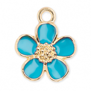 Metall Anh&auml;nger Blume Gold-blue