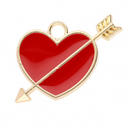 Metall Anh&auml;nger Herz mit Pfeil Gold-red