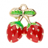 Metall Anh&auml;nger Erdbeere Gold-red-green