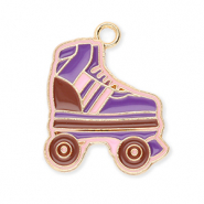 Metall Anh&auml;nger Rollschuh Gold-purple-brown-light pink
